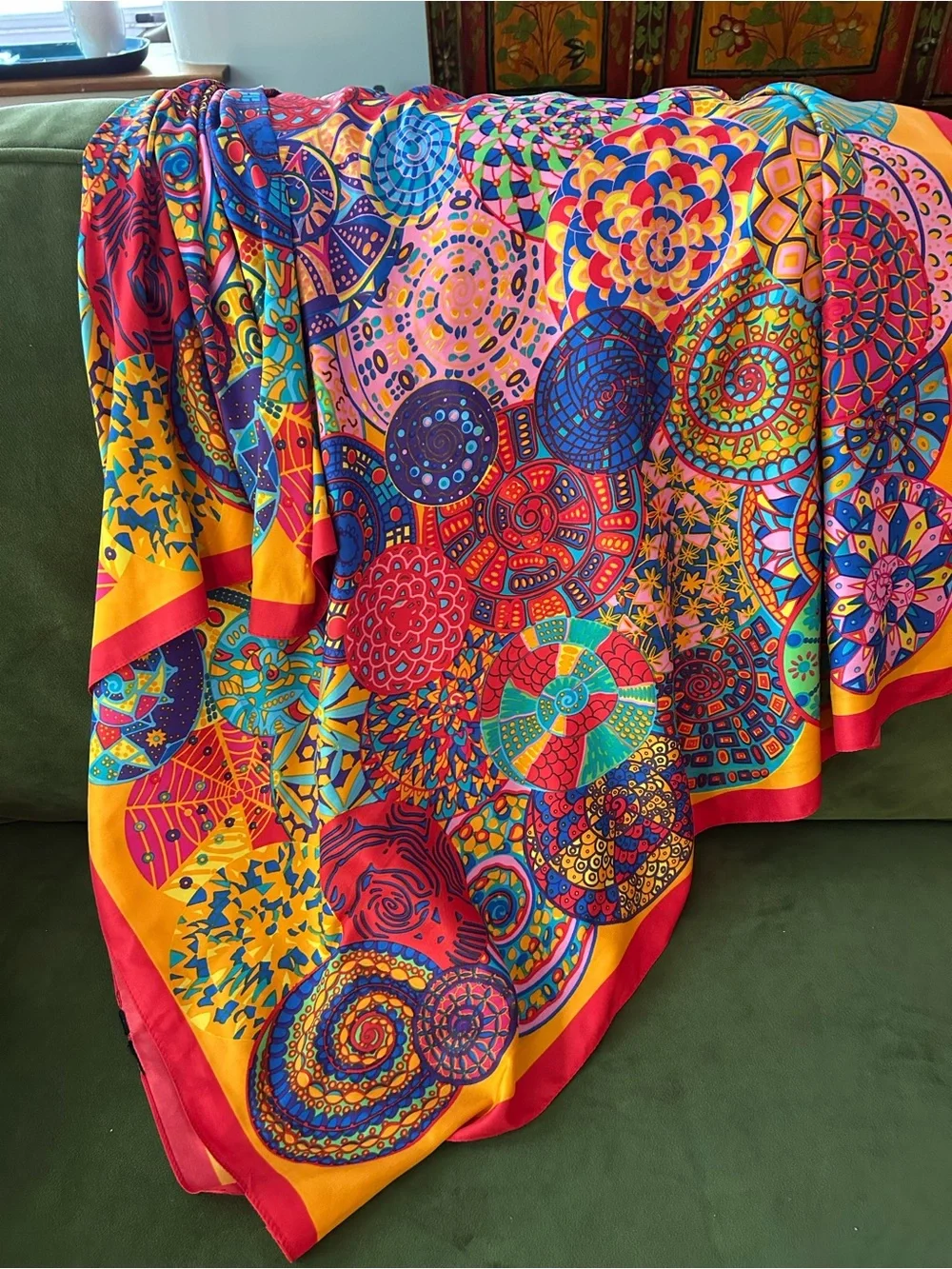 Vibrant Multicolor Women's 100% Silk Scarf/Wrap - Bold Print